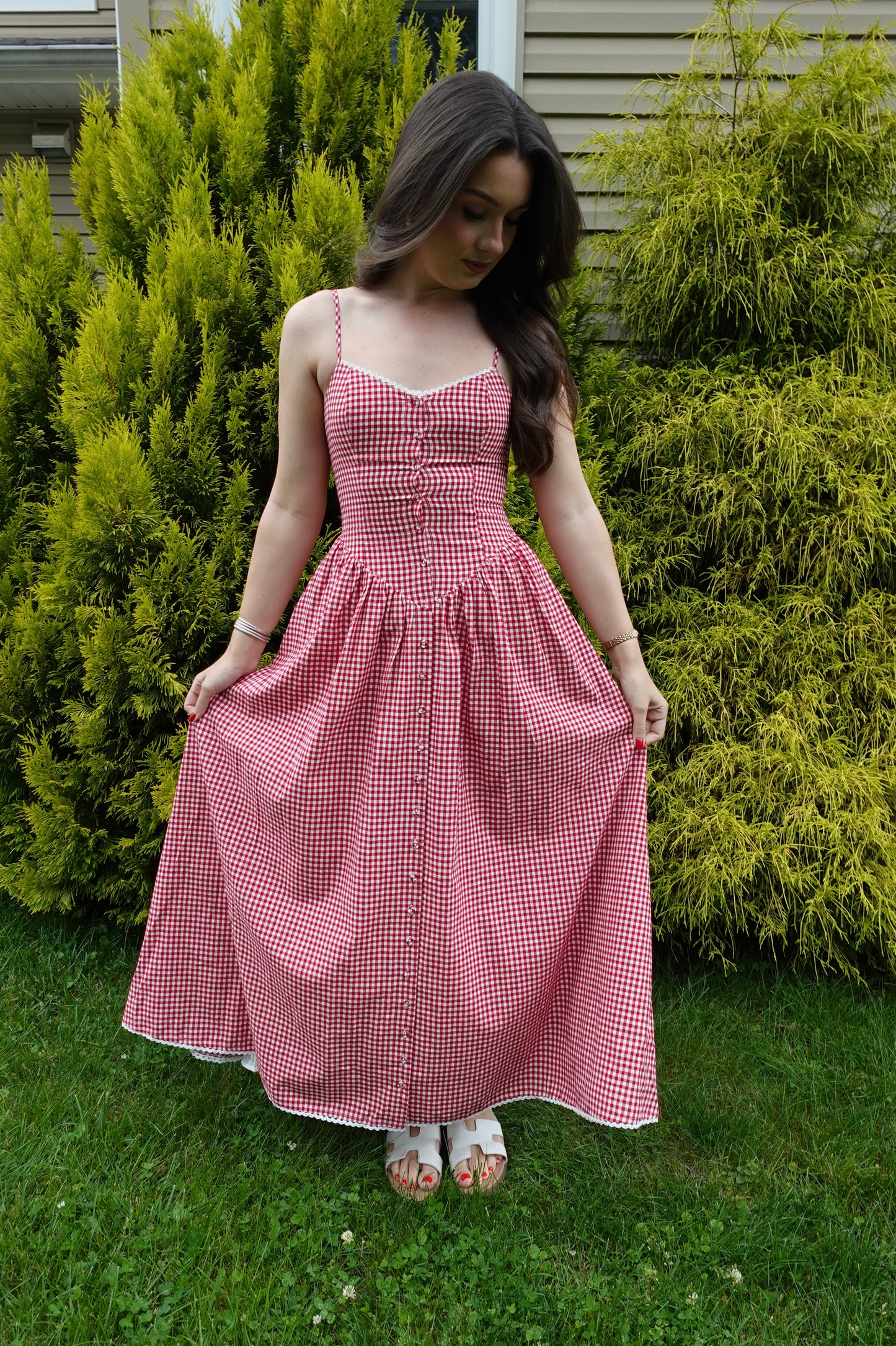 red gingham country dress