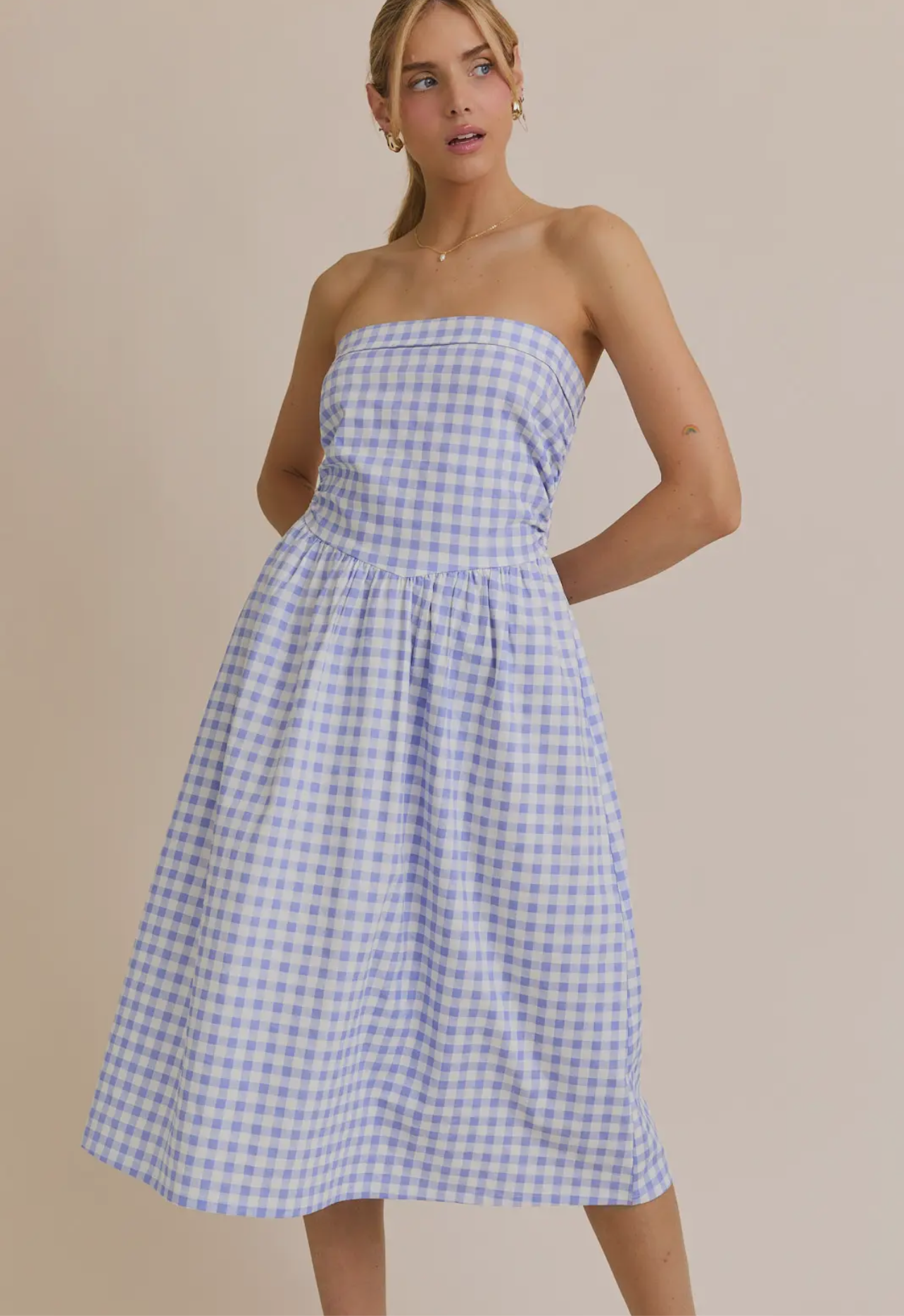 strapless midi dress