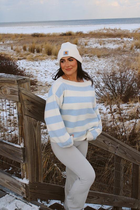 Blue Ivy Striped One Shoulder Sweater