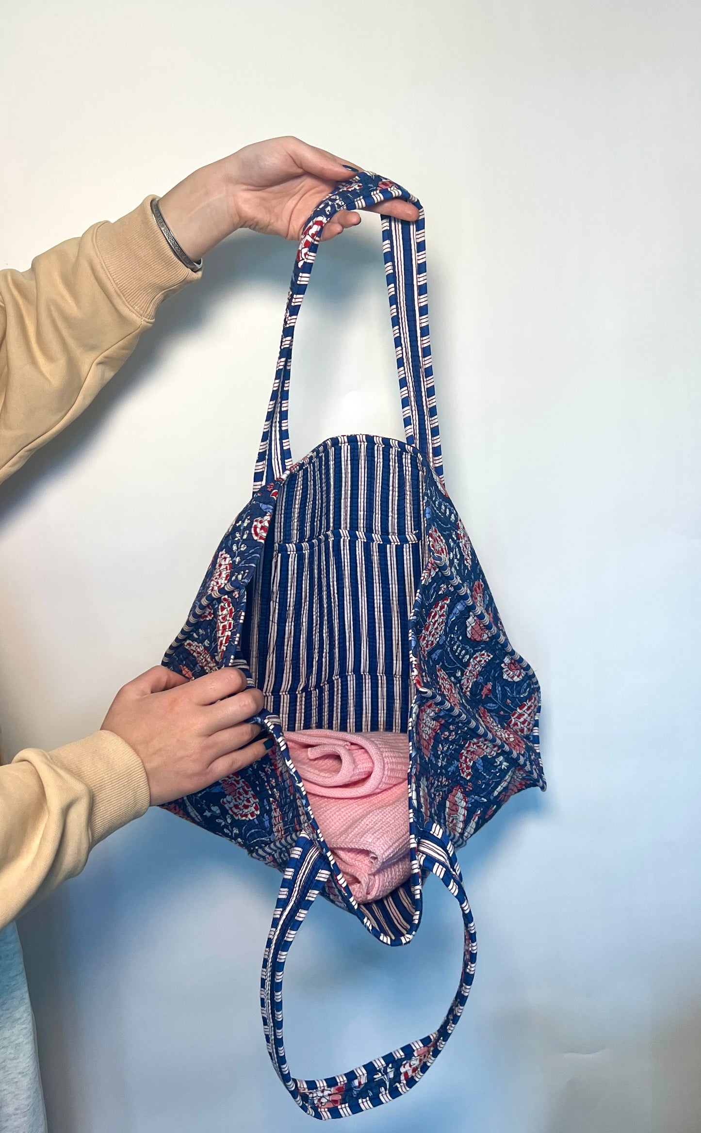 Blue Quilted Tote