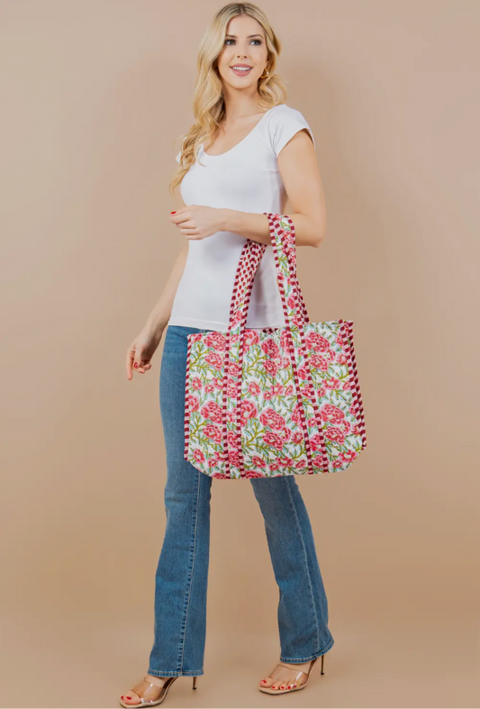 Red Quilted tote