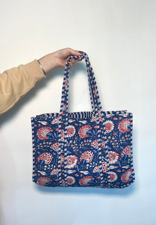 Blue Quilted Tote