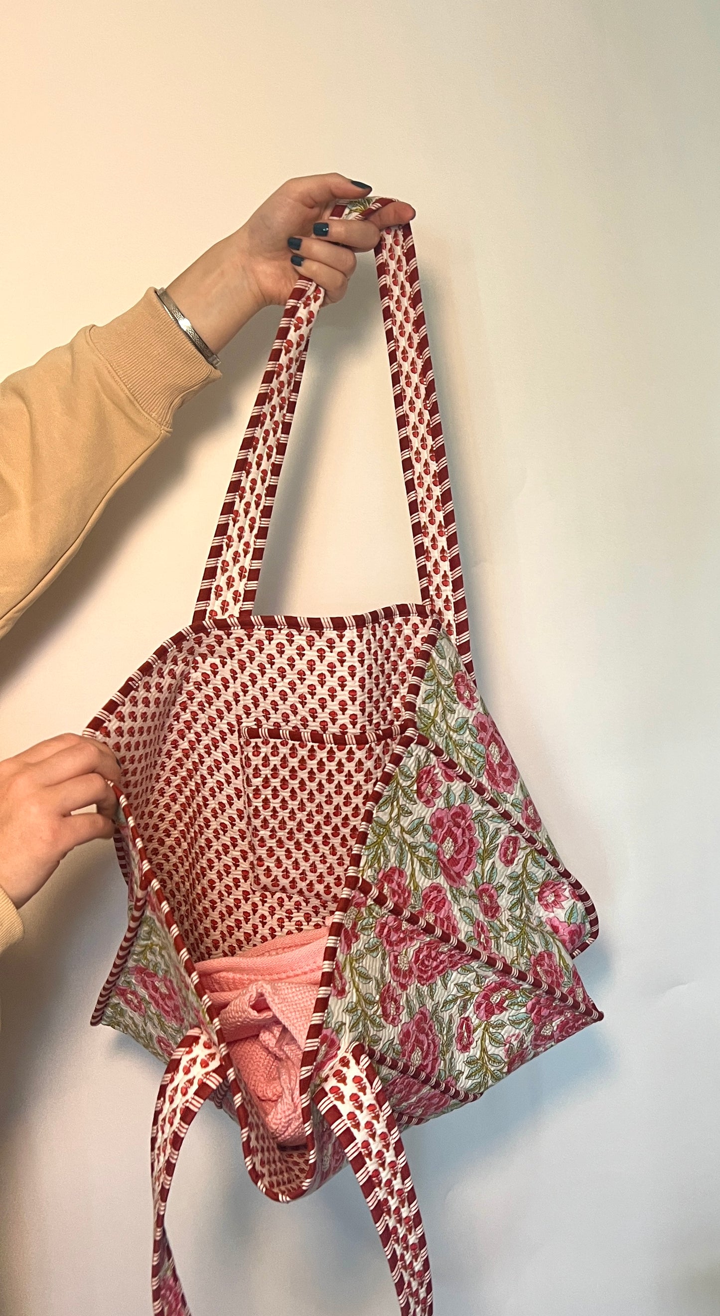 Red Quilted tote