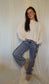 denim jeans with crochet sides