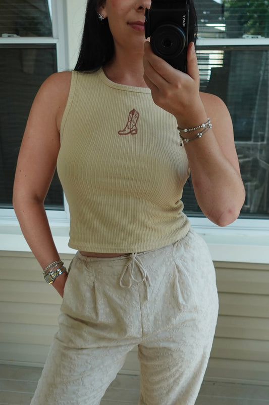 cowboy embroider tank top