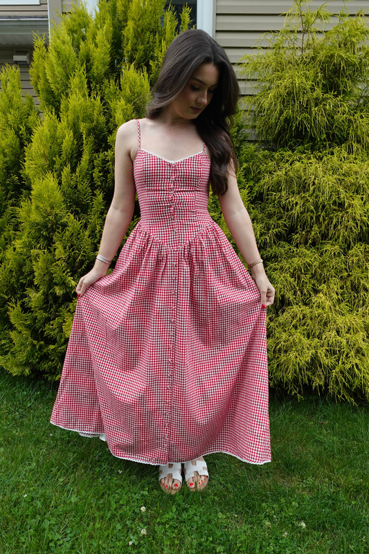 red gingham country dress