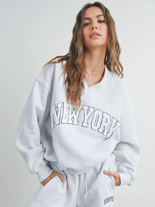 New York or No Where V Neck Sweatshirt
