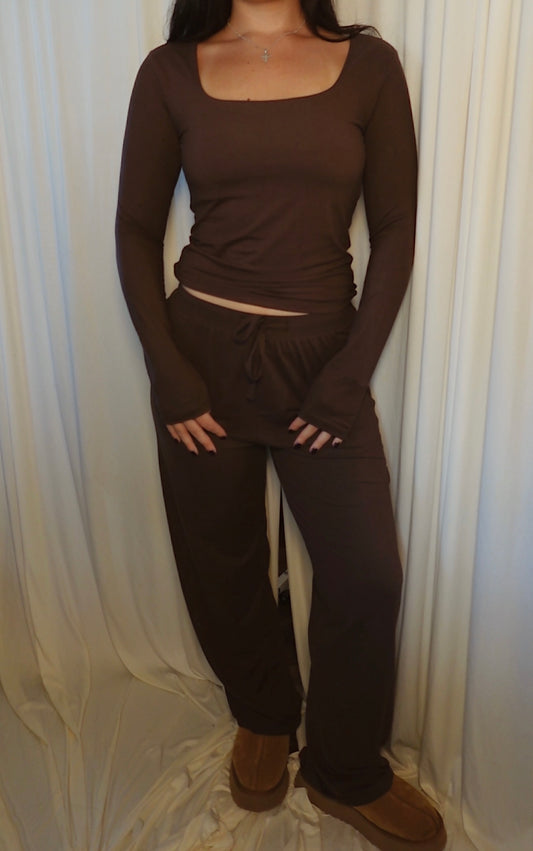adjustable waist brown flowy athletic pants