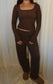 adjustable waist brown flowy athletic pants