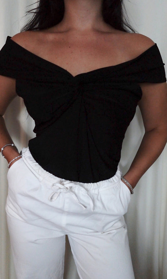 off shoulder rouched top