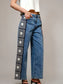 denim jeans with decorative crochet side
