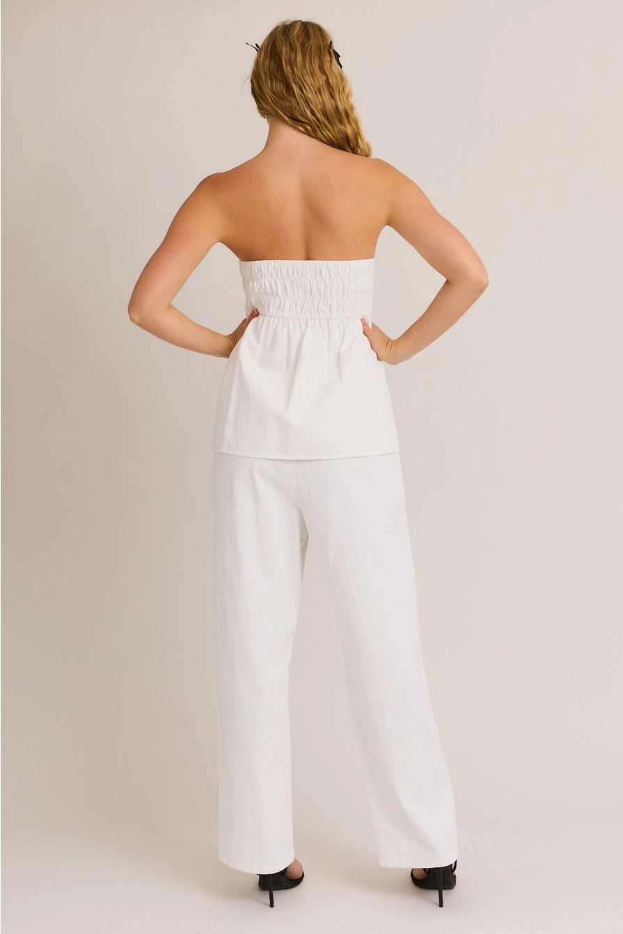 cotton white drawstring pants